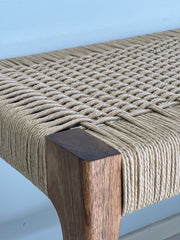 Close-up of Danish Paper Cord Bench and Joinery